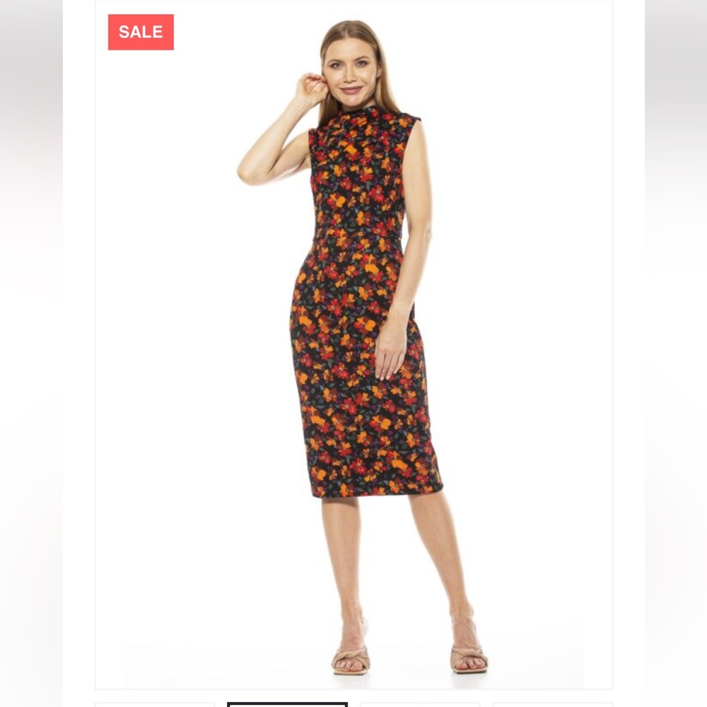 NWT Floral Hugh Neck Dress Sofia Midi Dress